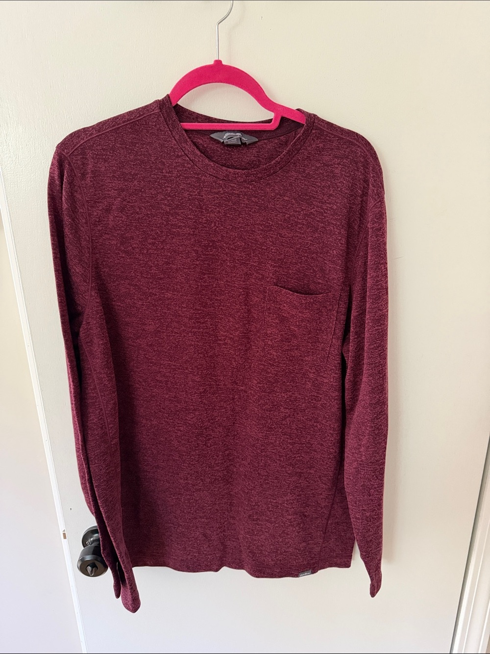 Eddie Bauer Long-Sleeve Pocket Tee in Deep Wine